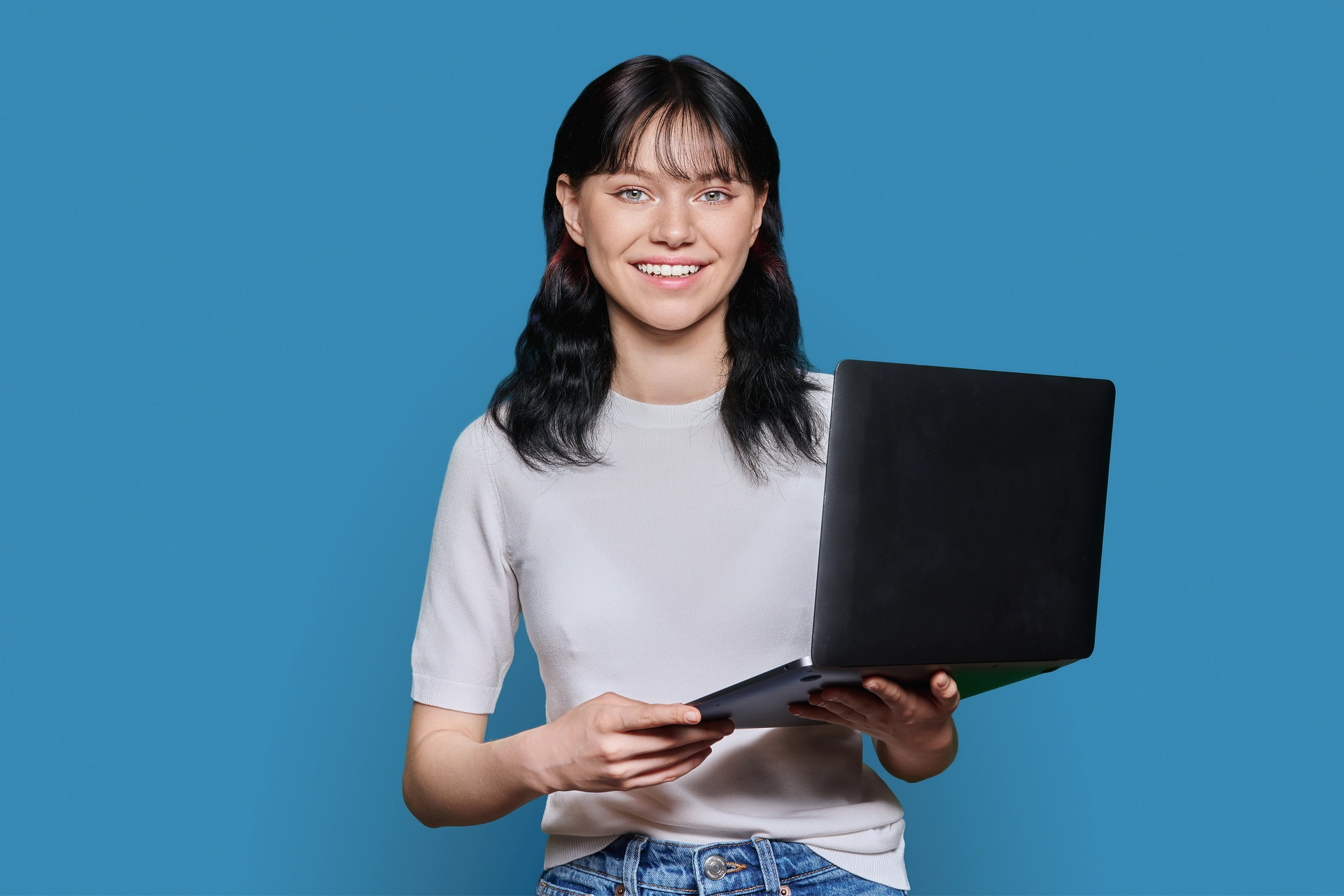 Teenager with laptop